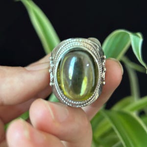 Exquisite Silber Gelb Edelstein Ring, verstellbare Ring, Vintage Handgemachte Ring, Schmuck Geschenk, Knuckle Daumen Ring Inspirational Ring, Kristall Ring 1