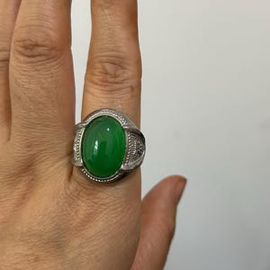 Verstellbar Ring, Vintage Handgemachter Ring, Tibetischer Silber Grüner Edelstein Ring, Schmuck Geschenk, Knöchel Daumen Ring Inspirational Ring, Kristall Ring fe0