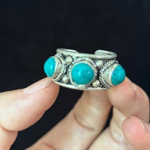 Exquisite Silber Blau Edelstein Ring, verstellbare Ring, Vintage Handgemachte Ring, Schmuck Geschenk, Knöchel Daumen Ring Inspirational Ring, Kristall Ring 01