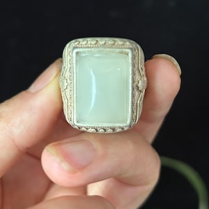 Der tibetische Silber Ring weiß, Kristall Ring, Kristall Ring fe1