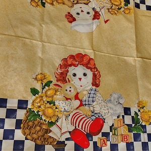 Haber fabric Raggedy Ann and Raggedy Andy panels, sewing panel of raggedy Ann and Andy