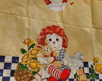 Vintage Raggedy Ann and Andy Fabric Panel: Haber Sewing Material