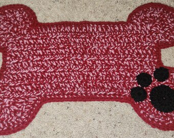 Dog placemat, hand crocheted mat forpet food dishes,