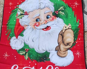 Fabric panel of santa claus to make blanket, quilts or throws, quilting fabric, or would also make a cute wall hanging.
