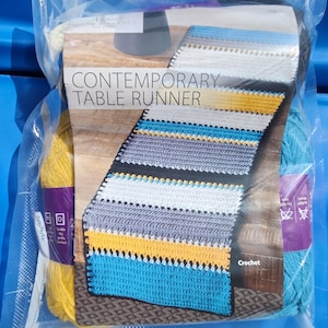 Contemporary Table Runner Crochet Kit - DIY Home Decor for Adults - Knitting Set