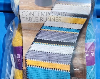 Contemporary Table Runner Crochet Kit - DIY Home Decor for Adults - Knitting Set