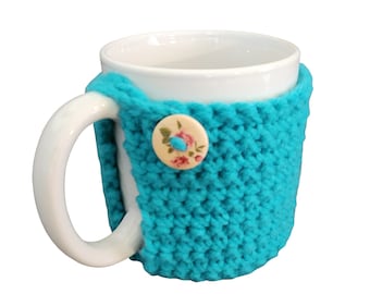 Buttoned Coffee Cozy: Knitted Mug Warmer