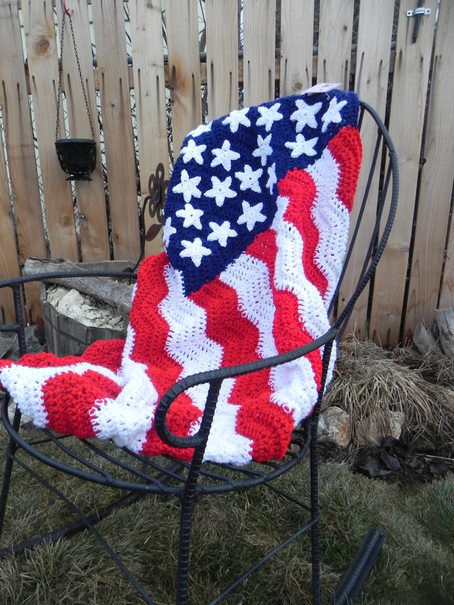 Hand Crocheted Wavy Old Glory American Flag flag afghan flag Etsy