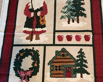 Northwoods Christmas Fabric Panel: Holiday Wall Hanging, Cotton Craft