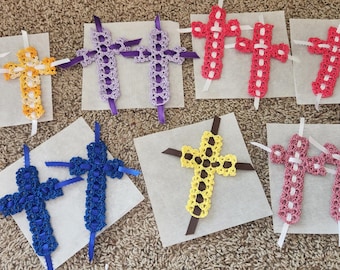Set of 12 Hand crocheted cross bookmarks