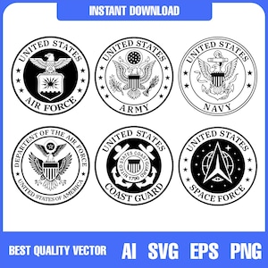 US Military Logo SVG Bundle: Patriotic Craft Badges (Digital Download)
