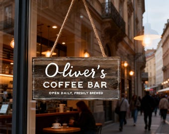 Benutzerdefinierte Coffee Bar Schild - personalisierte Küchendekoration, Jubiläumsgeschenk für Kaffeeliebhaber, Cafe Style Home Schild, benutzerdefinierte Name Wandkunst