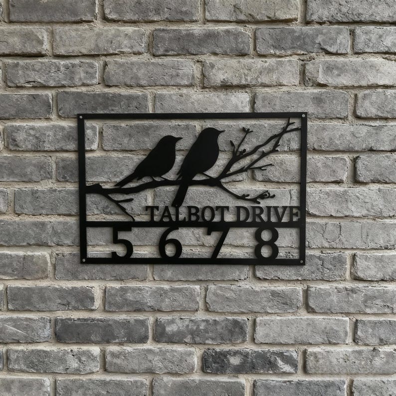 Custom Address Plaque, Modern House Number Sign With Bird Design, Metal ...