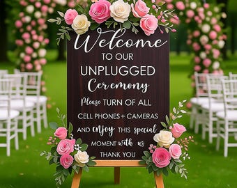 Unplugged Wedding Sign, Unplugged Ceremony Sign, Vertical Wooden Wedding Sign, Rustic Wedding Decor, Please Turn Off Phones Sign