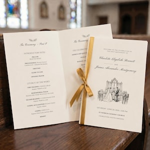 Catholic Wedding Mass Program Template, Full Mass Booklet, Editable Canva (US Letter, A4, Phone)