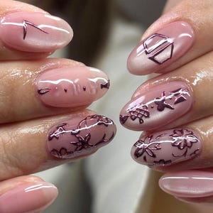 Jelly Pink Cat Eye Press on Nails, 3D Pink Metallic Chrome Bows, Coquette Aesthetic Nails, Y2K Nails, Cute Pink Nails