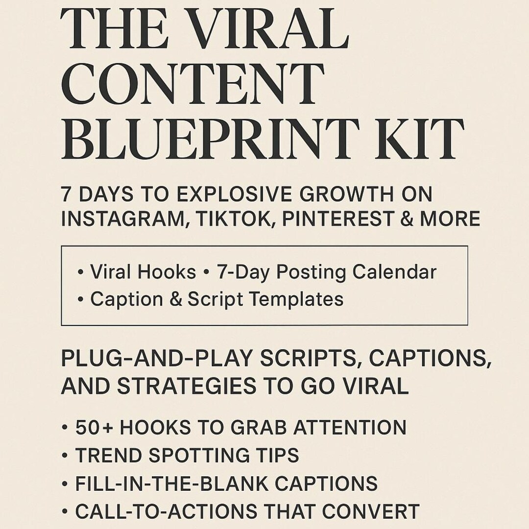 Viral Content Blueprint Kit – Social Media Growth Strategy | Hooks ...