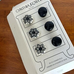 Cynthia Rowley Set of 6 Ceramic Drawer Pull Knobs Black/White