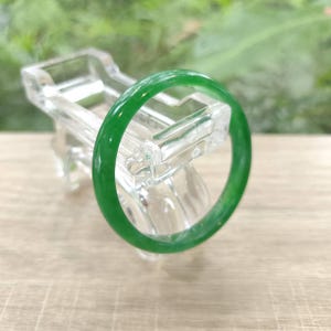 Authentic Burmese Jade Bangle: Flat Belly Type Green Small Size 53.7 mm