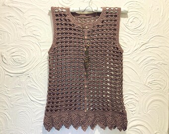 Victorian Crochet Top & Necklace Set, A Bohemian Women Gift. Women Crochet Summer Top, Crocheted Beach and Lace Top