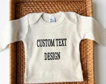Custom Text Baby Bodysuit, Unisex Crewneck Customized Toddler Shirt, Custom Design Baby Bodysuit, Custom Clothing, Custom Baby Romper