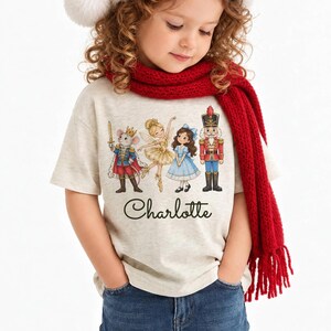 Personalized Nutcracker Christmas Shirt, Custom Name Girls Pullover, Sugar Plum Fairy Shirt, Kids Christmas Gift