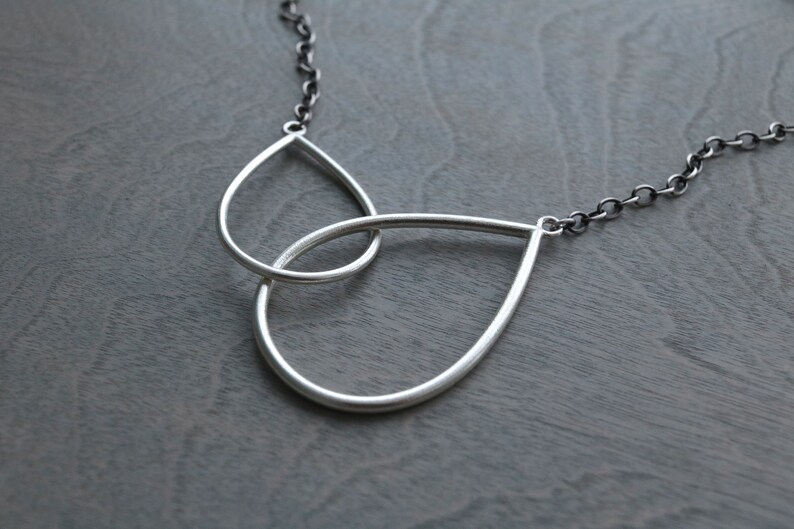 sterling silver interlocking double teardrop necklace