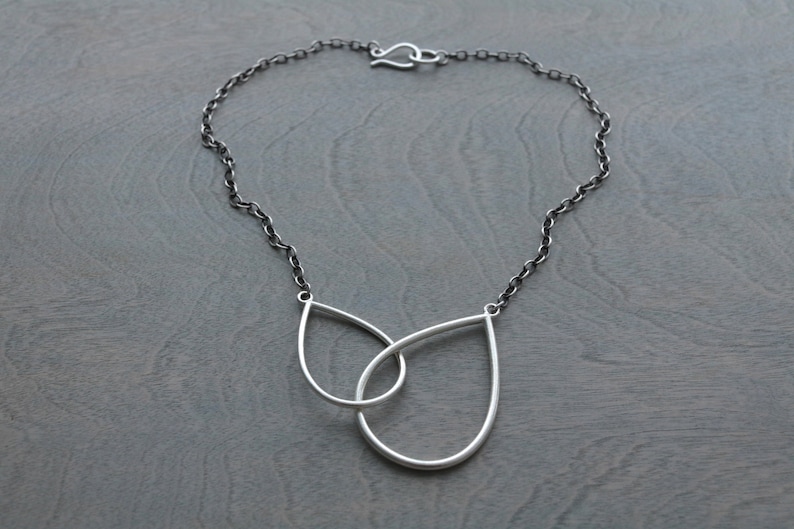 sterling silver interlocking double teardrop necklace