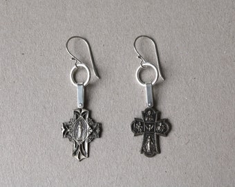 Mary cross earrings