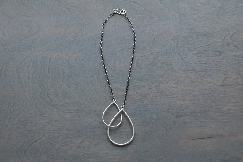 sterling silver interlocking double teardrop necklace