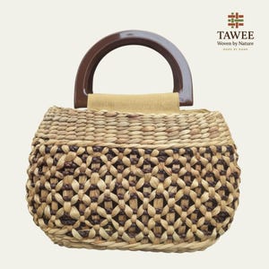 Tawee NIRA Classic Handle – Knot Weave Water Hyacinth Bag | Handwoven Natural Basket Tote