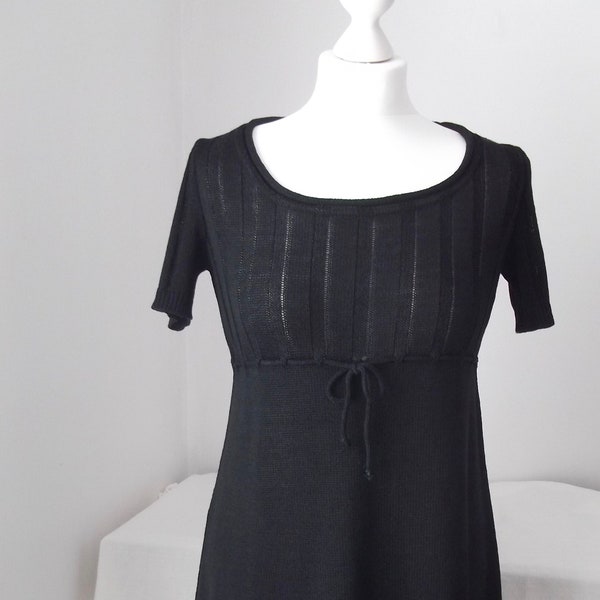 Vintage 90's Black Knitted Babydoll Dress Size 8 /10 Kookai