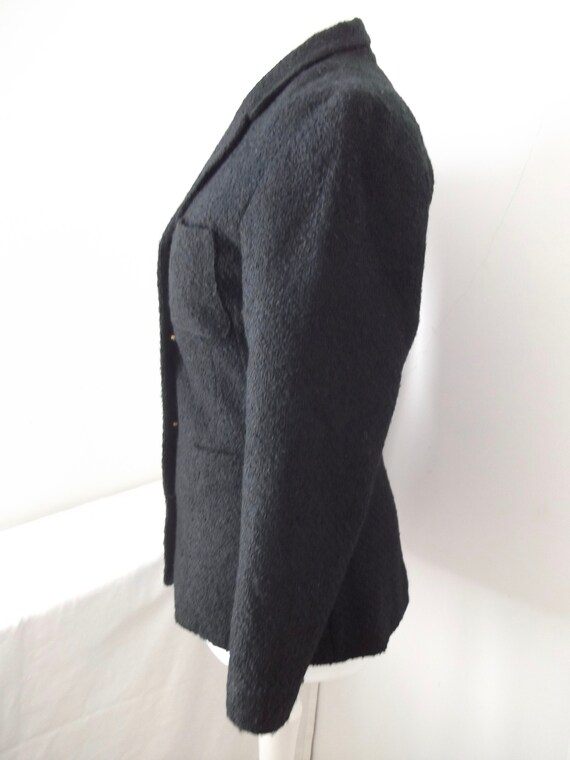 Vintage Black Bouclé Style Fitted Jacket with Moc… - image 6