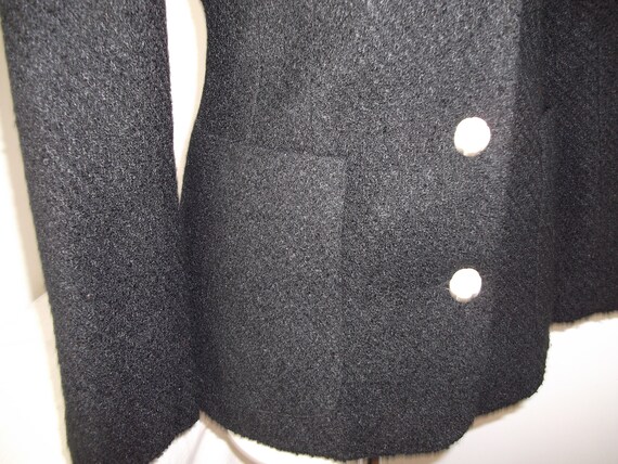 Vintage Black Bouclé Style Fitted Jacket with Moc… - image 10