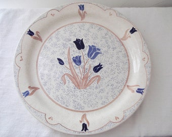 Vintage Stoneware Tulip Floral Pattern Plate, Cottagecore, Cake plates, decorative plates,