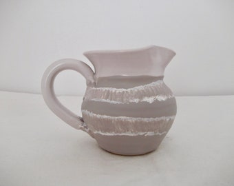 Handmade Pottery Milk/Cream Jug Light Grey / Pebble White Stripe Pattern