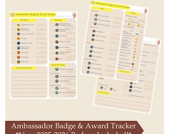 2025-2026 Ambassador Badge Tracker Checklist: Girl Scout Printable (Instant Download) *NEW 2025 Badges Included!*