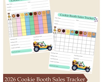 Girl Scout Cookie Booth Sales Tracker: Printable Worksheet (Digital Download) ABC Bakers