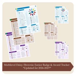 Listas de verificación para el seguimiento de insignias de Daisy, Brownie y Junior 2026-2027: Imprimible para Girl Scouts (Descarga instantánea) *¡Actualizado para 2026-2027!* Multinivel imagen 1