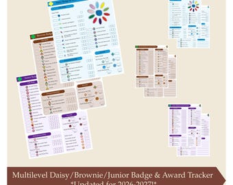 2026-2027 Daisy, Brownie, Junior Badge Tracker Checklists: Girl Scout Printable (Instant Download) *Updated for 2026-2027!* Multilevel