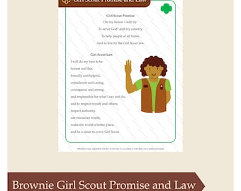 Brownie Girl Scout Promise and Law (Printable Digital Download)