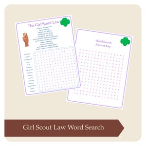 Girl Scout Law Word Search: Printable Troop Activity (Instant Download) Troop Leader Meeting Planner