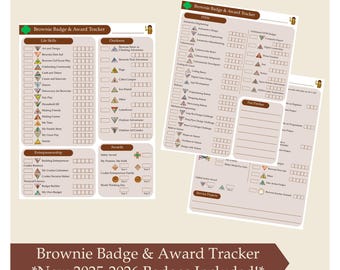 2025-2026 Brownie Badge Tracker Checklist: Girl Scout Printable (Instant Download) *NEW 2025 Badges Included!*