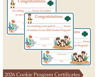 Girl Scout Cookie Program Certificate 2026 (Printable Digital Download)