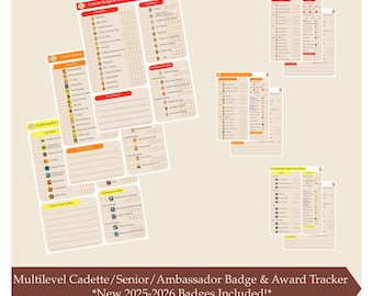 Lista de verificación para el seguimiento de insignias de Cadette, Senior y Ambassador 2025-2026: Girl Scout imprimible (descarga instantánea) *¡NUEVAS insignias 2025 incluidas! Multinivel