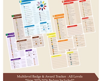 Listas de verificación de seguimiento de insignias Daisy, Brownie y Junior 2025-2026: Girl Scout imprimible (descarga instantánea) *¡NUEVAS insignias 2025 incluidas!* Multinivel
