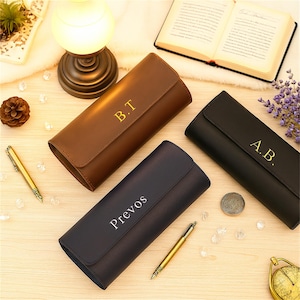 Personalized Leather Watch Box, Watch Roll for 3 Watches,Vegan Leather Travel Case, Wedding groomsmen gift, Christmas gifts, Birthday gifts