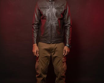 Men’s Vintage Café Racer Jacket – 100% Genuine Lambskin Leather