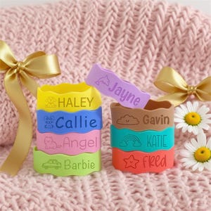 Personalized Bottle labels,Bottle Bands for Kid,Cup label bands, Sippy cup label, Water bottle label,Sport bottle label,Engraved Band Gift