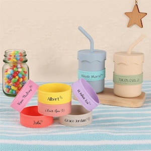 Engraved Silicone Bottle Label for Baby,Personalized Baby Shower, Gift for Kids,Bottle Bands for Kid,Cup label bands, Daycare Name Label